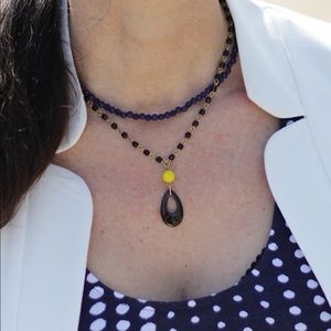 David Aubrey necklace, double strand of deep blue.